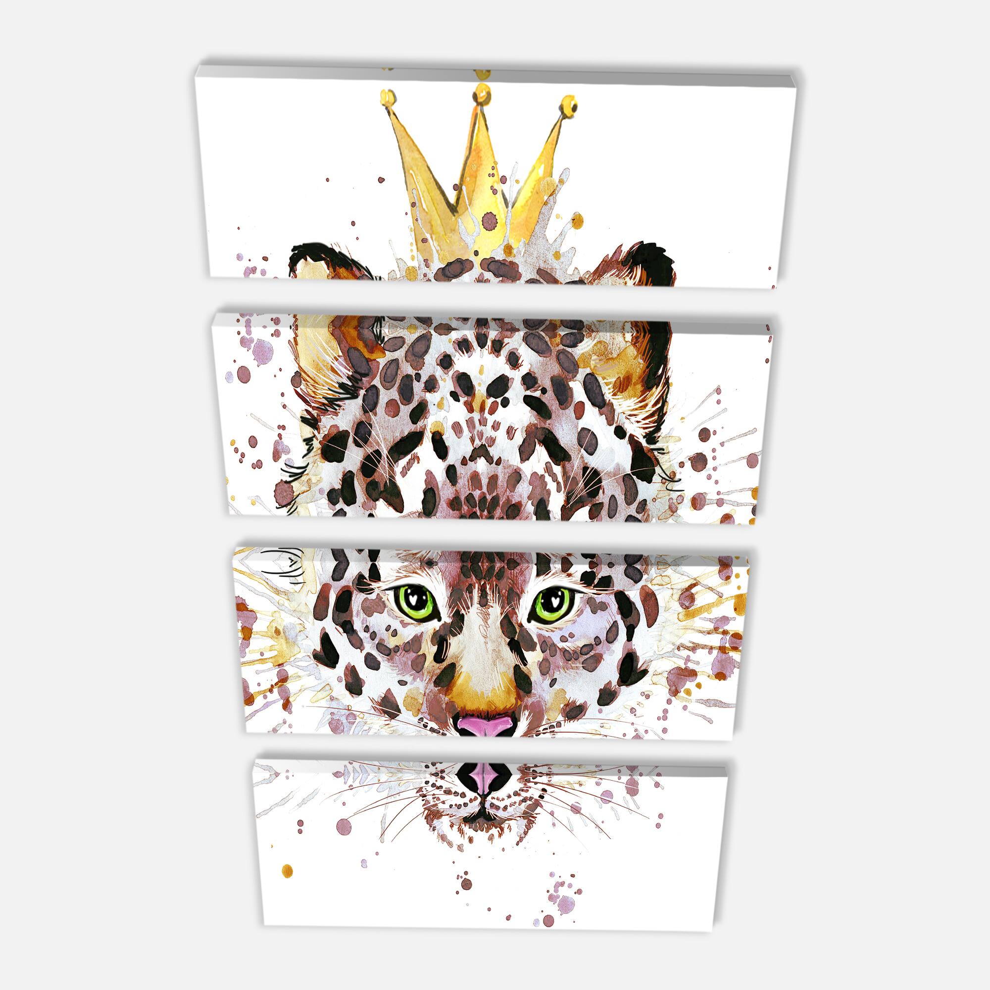 Designart - Leopard Head with Golden Crown